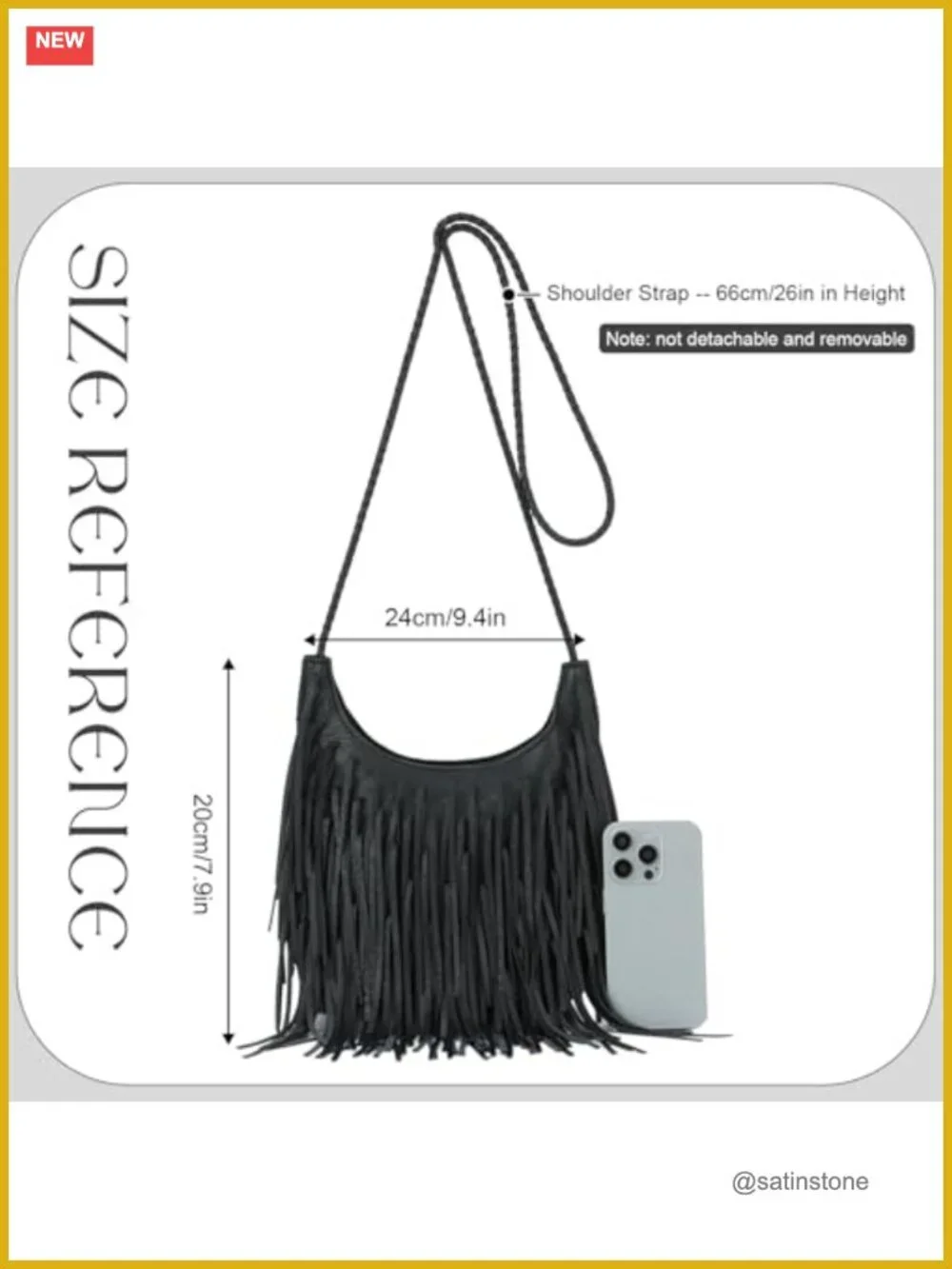 Women's Fringe Hobo Bag Boho Crossbody Purse Faux Leather